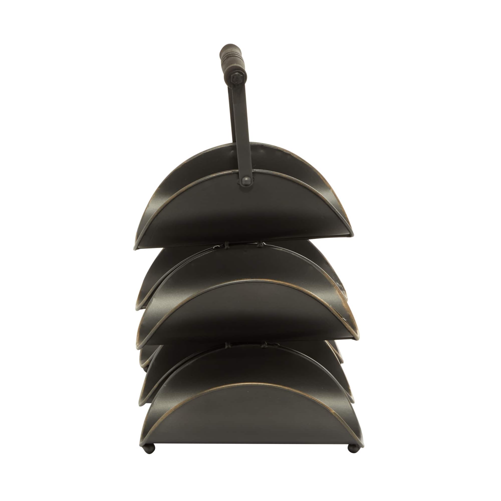15" Black Metal Industrial Wine Rack
